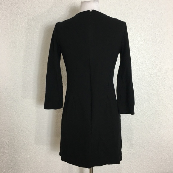 Pippa Women's Dress Black Knit Size 2 Basic Front Pockets Zip Back 3/4 Sleeves - Picture 3 of 8
